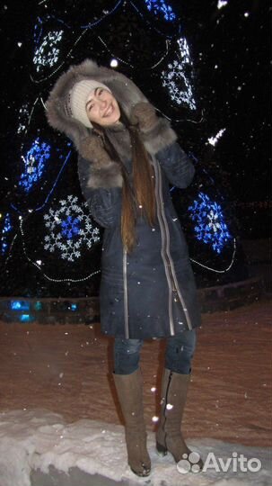 Натуральная дубленка из меха тоскана синяя