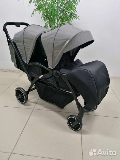 Новая коляска для двойни Luxmom T19 (серый)