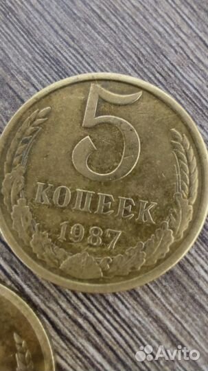 Монета 5 копеек 1987г. Гурт стальной серый