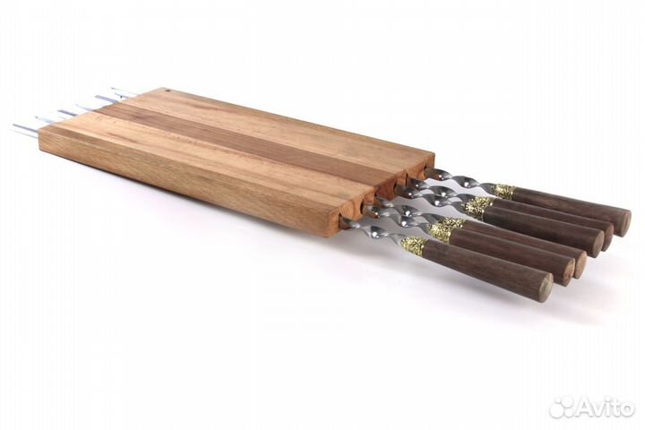 Разделочная доска с шампурами - Мореный Бук
