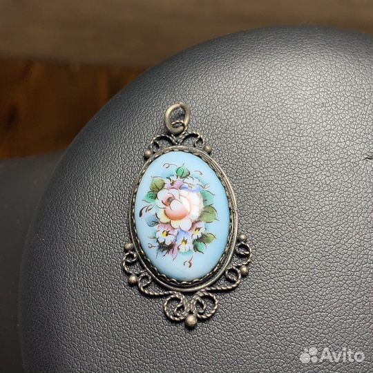 Финифть Кулон Подвеска Цветок Мельхиор СССР