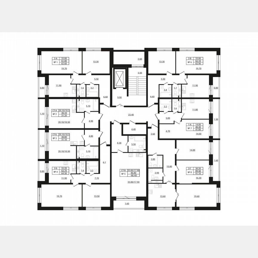2-к. квартира, 63,7 м², 9/9 эт.