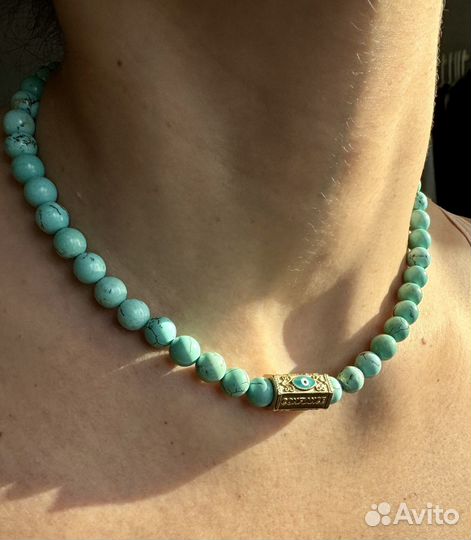 Колье из натуральной бирюзы