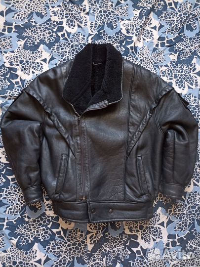 Винтажная кожаная куртка/бомбер пилот 90ые