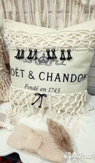 Подушка макраме интерьерная, ручная работа, хлопок