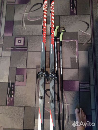 Беговые лыжи 160см.,палки 125см
