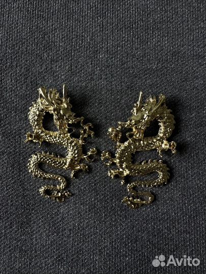 Серьги драконы золотые