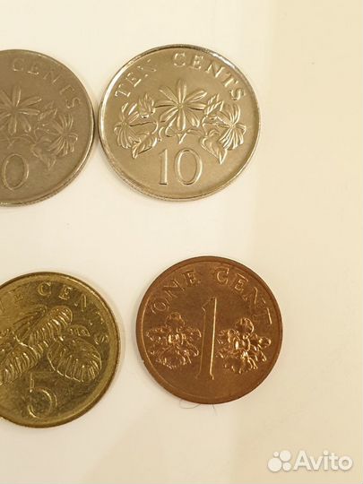 Сингапур набор монет 1,5,10,20 центов, 1 доллар