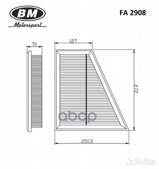 Фильтр воздушный BMW 5, X1, Z4 FA 2908 BM-Motor