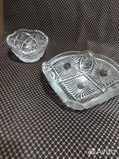 Бокалы, салатник хрустальные