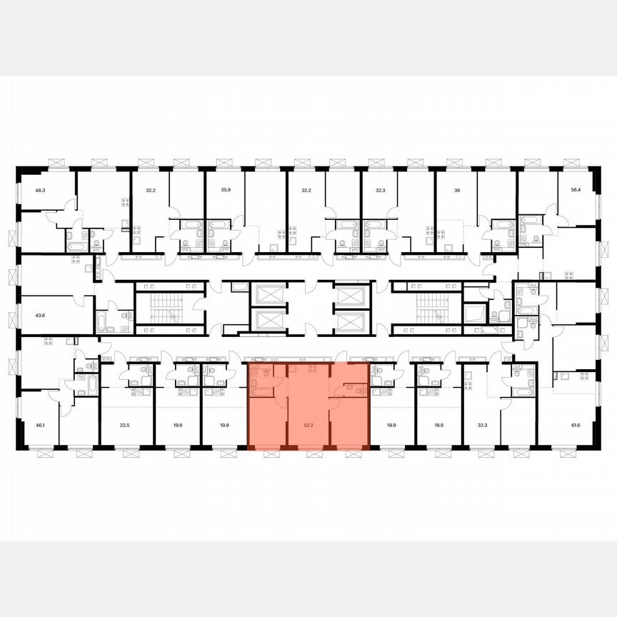 2-к. квартира, 52,2 м², 24/24 эт.