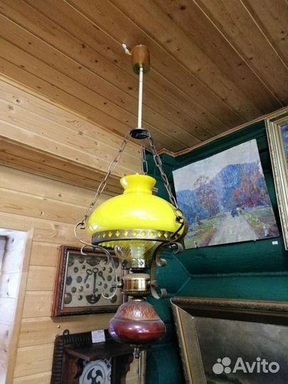 Лампа винтаж цветное стекло керамика