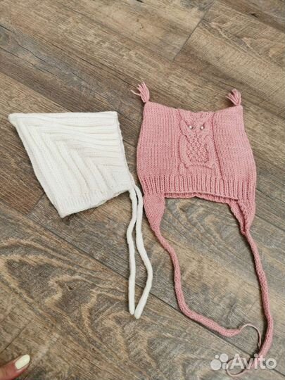 2 шапки демисезон для малышей до 1 года