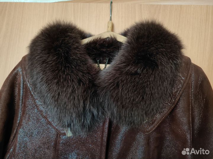 Дублёнка женская с песцовым воротником р.54