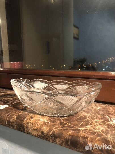 Хрустальная ваза-ладья