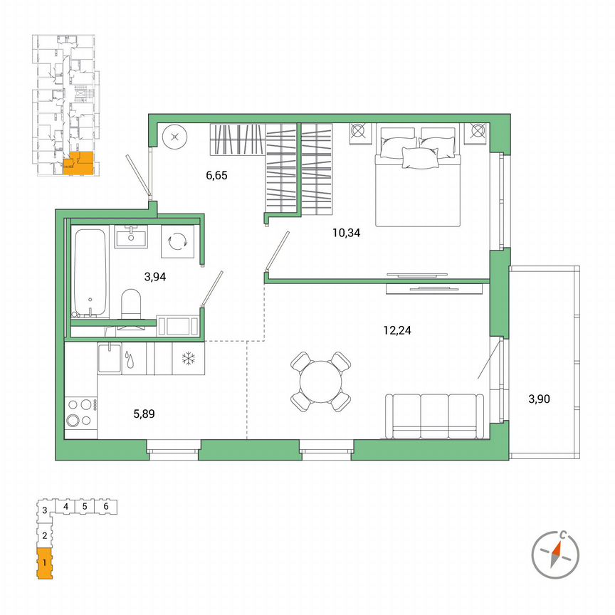 1-к. квартира, 40,2 м², 4/7 эт.
