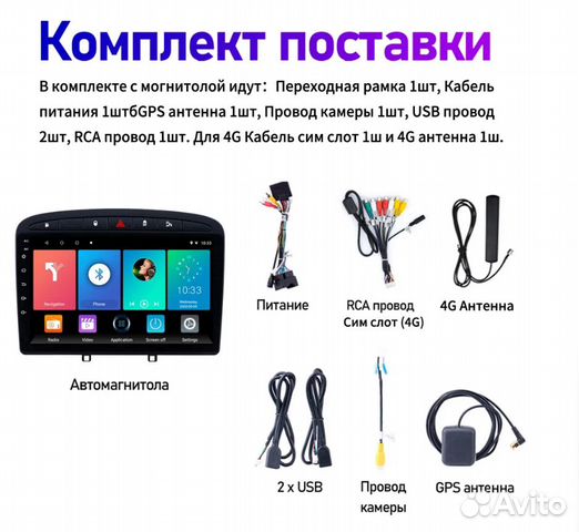 Штатная магнитола 8+128Гб для Пежо 408/Peugeot 308