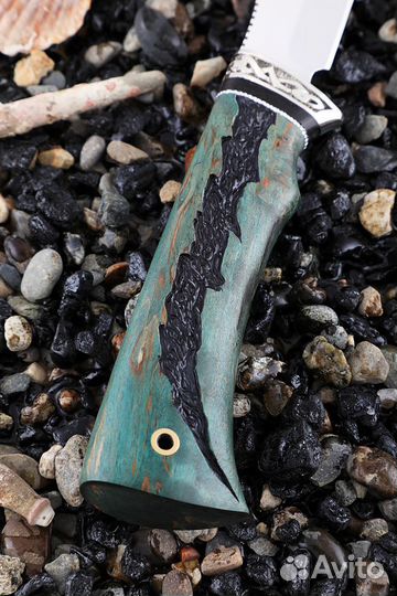 Нож Щука 2 elmax С крючком резная карельская берез