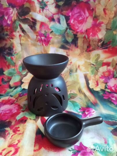 Керамическая аромалампа для масел с подсвечником