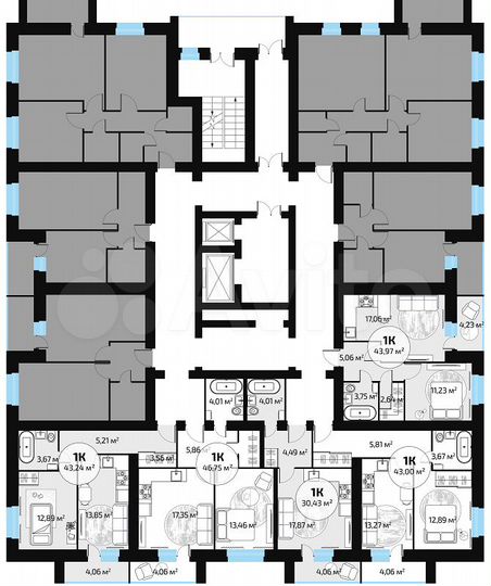 1-к. квартира, 43,6 м², 2/16 эт.