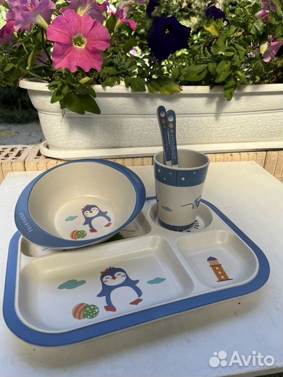 Посуда для детей бамбук набор