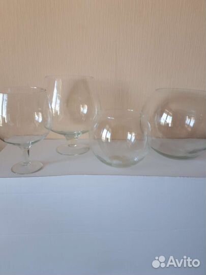 Аквариумы новые круглые и фужеры