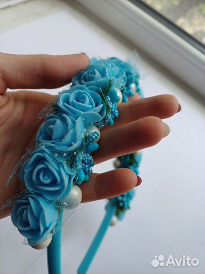 Ободок венок голубой