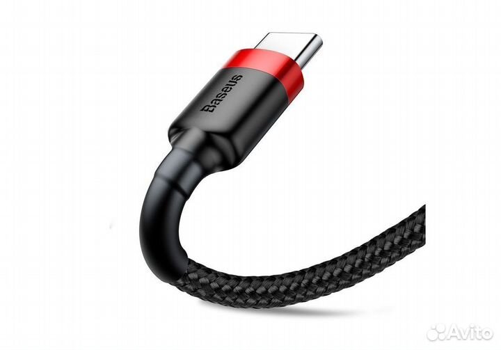 Кабель USB baseus Cafule, USB - Type-C, 3A, 1 м, к