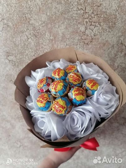 Букеты из атласных лент, съедобные букеты,подарки