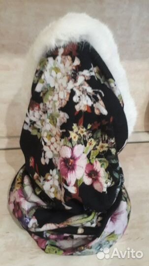 Капор с меховой опушкой кролик