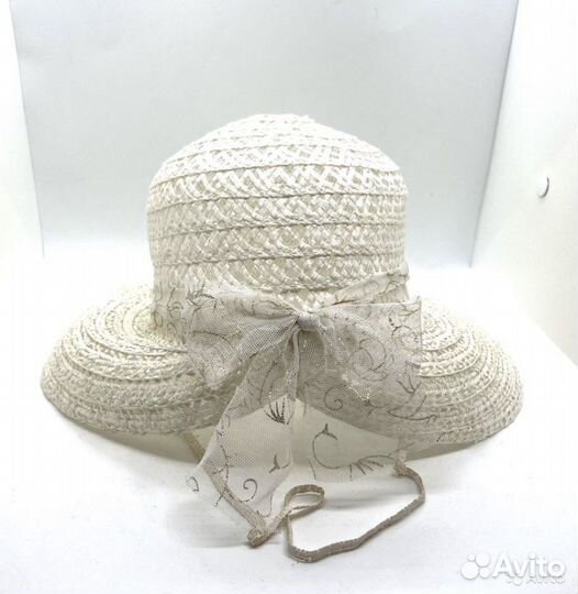 Пляжная шляпа от солнца плетеная с бантом женская
