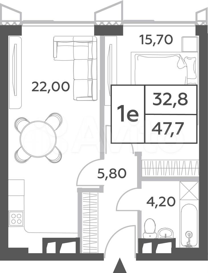 2-к. квартира, 47,7 м², 18/56 эт.