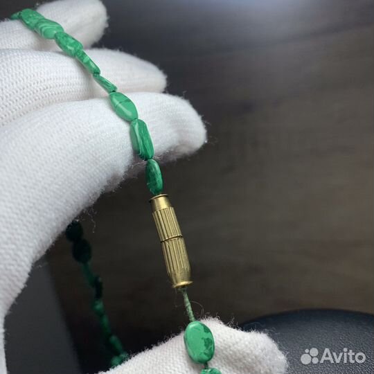 Винтажное Ожерелье Малахит Бусы Ретро