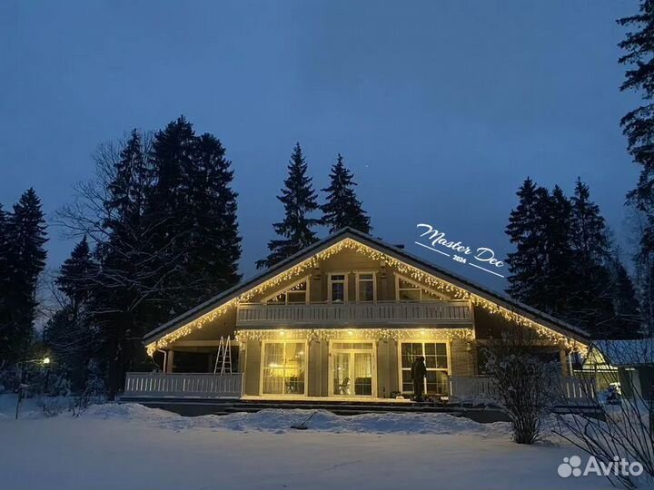 Украшение домов гирляндами