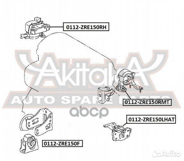 Подушка двигателя задняя 0112-ZRE150RMT asva