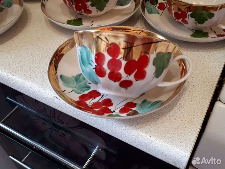 Чайные пары костяной фарфор ручная роспись