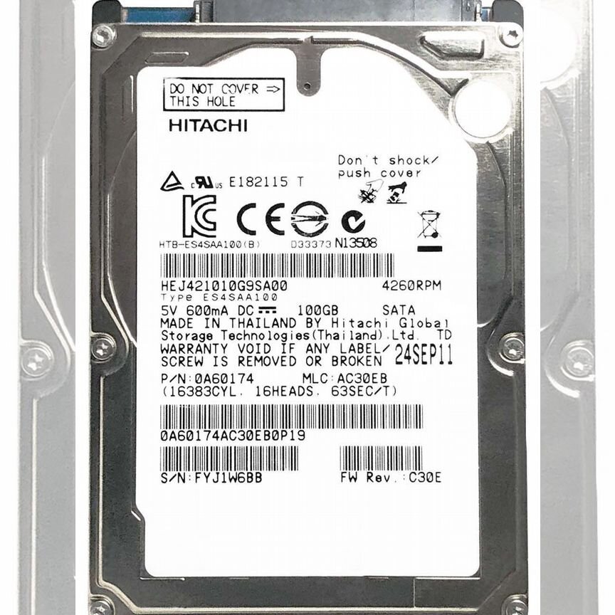 [0A60174] Жесткий Диск Hitachi Hej421010g9sa00 100gb Sata 0a60174