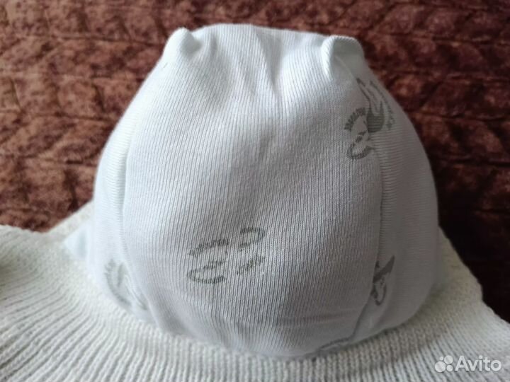 Шапка-шлем для новорождённого малыша зима вязаная