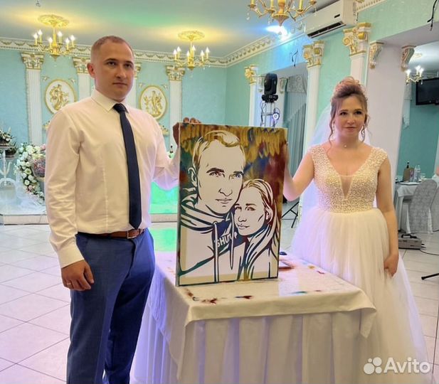 Портрет / Картина блестками, флип флоп