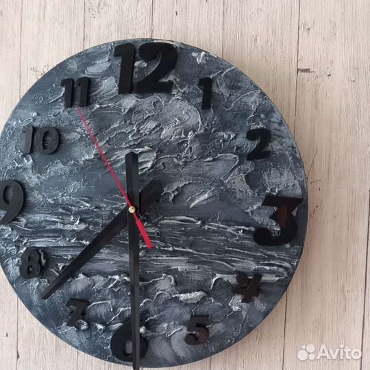 Часы настенные на холсте, абстракция- море