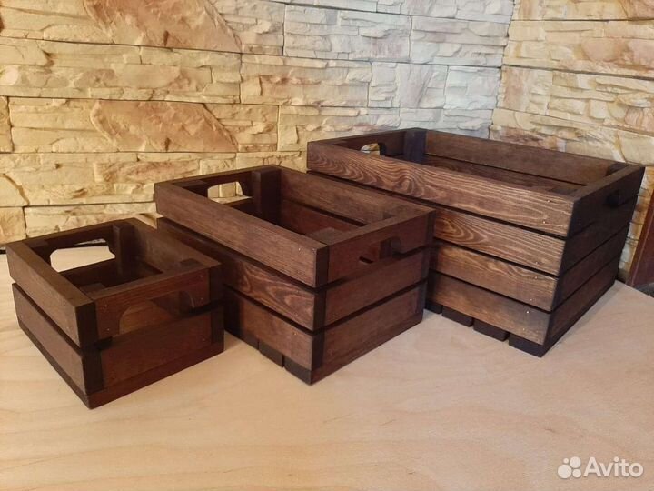 Ящики деревянные декоративные для хранения, декора