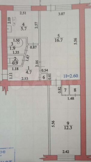 2-к. квартира, 43,5 м², 3/5 эт.