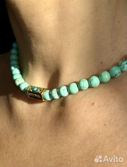 Колье из натуральной бирюзы