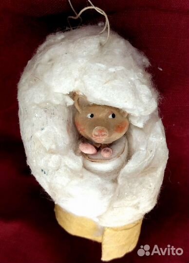 Ёлочные игрушки ватные укутыш, птичка СССР