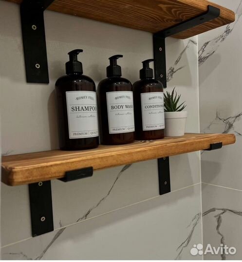 Полка настенная лофт из массива