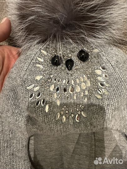 Шапка шлем с натуральным мехом