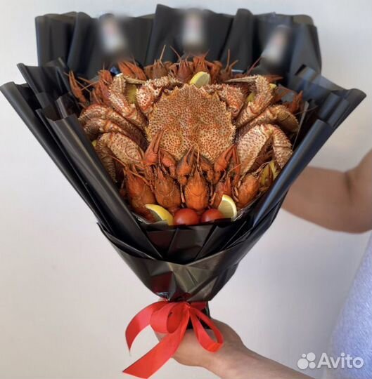 Мужские букеты, букеты из крабов, мясные букеты