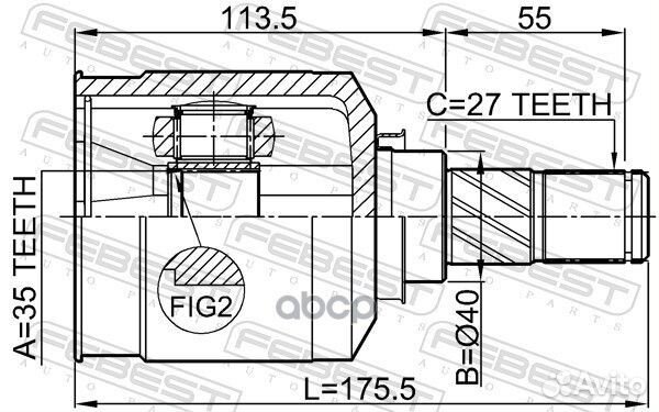 ШРУС внутренний левый 35X40X27 mitsubishi lance