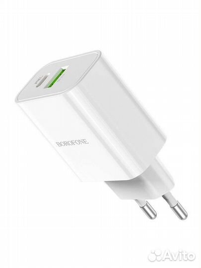 Сетевое зарядное устройство USB + Type-C Borofone