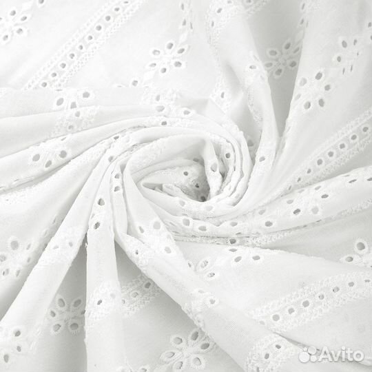Ткань шитье цвет белый отрез 2м
